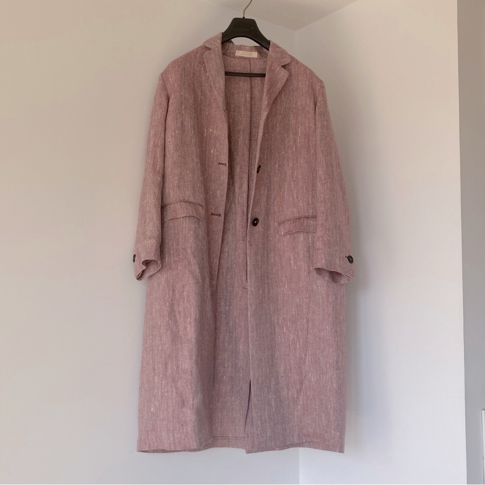 Massimo Alba single breasted linen silk red  Pink Trench Coat